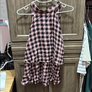 Pink and Black Checkered Women's Top